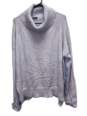 Charlie B Fringe Side Turtleneck Sweater Lavender Knit Oversized Large